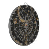 Esoterische nachtelijke hemel zwart en goud dartbord (Voorkant Links)