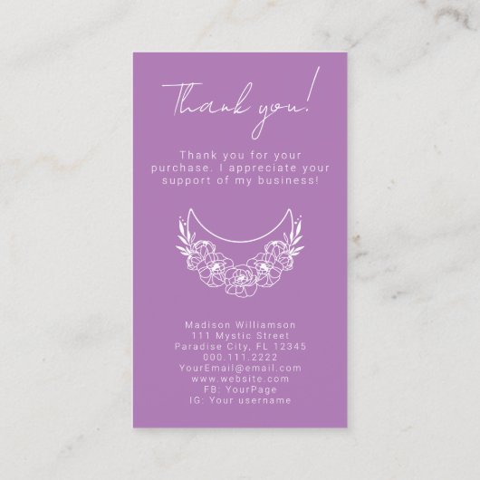 Esoterische Psychische Moderne Foto Klant Dank u Visitekaartje (Achterkant)