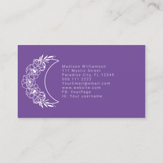 Esoterische Psychische Moderne Minimalistische Hal Visitekaartje (Achterkant)