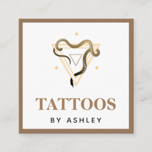 Esoterische slang bruin Tattoo artistieke sociale Vierkante Visitekaartje