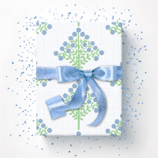 Espalier Bloei in Leisteen en Groen Cadeaupapier