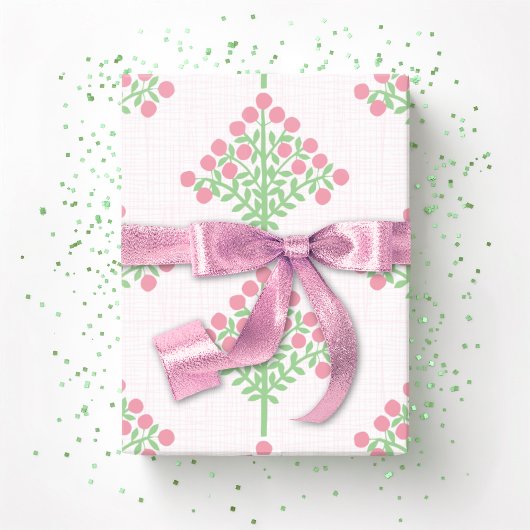 Espalierbloei in roze en groen cadeaupapier