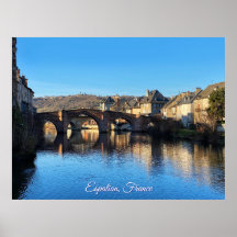 Espalion city in volcanic region of France