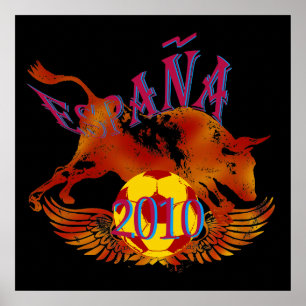 España 2010 Grunge Toro voetbal giften Poster