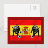 España La Furia Roja futbol Toro Vlag van Spanje Briefkaart (Voorkant / Achterkant)