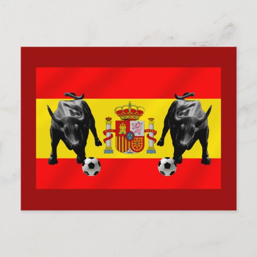 España La Furia Roja futbol Toro Vlag van Spanje Briefkaart (Voorkant)