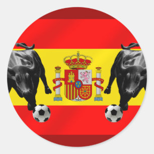 España La Furia Roja futbol Toro Vlag van Spanje Ronde Sticker