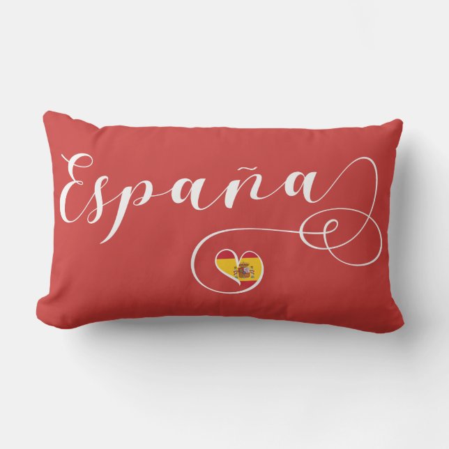 España Spain Flag Heart, Spaans Buitenkussen (Voorkant)