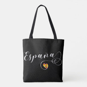 España Spain Flag Heart, Spaans Tote Bag