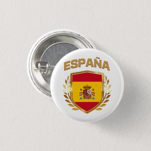 Espana Spain Flag Shield Ronde Button 3,2 Cm (Voorkant /achterkant)