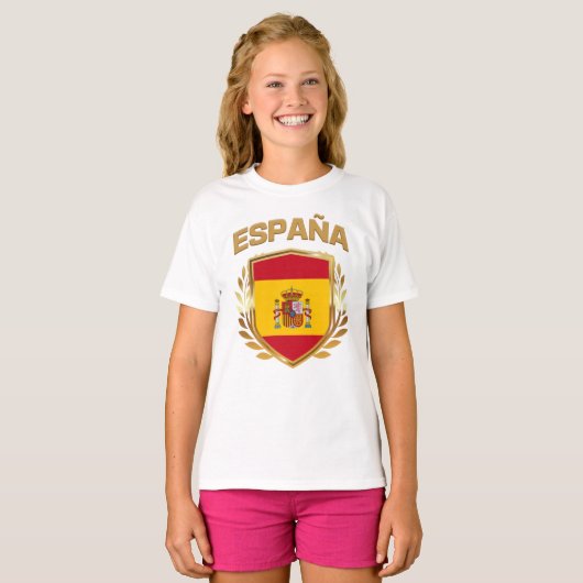 Espana Spain Flag Shield T-Shirt (Voorkant volledig)
