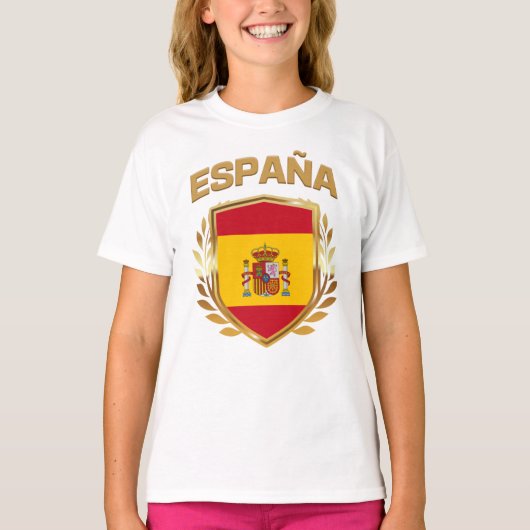 Espana Spain Flag Shield T-Shirt (Voorkant)