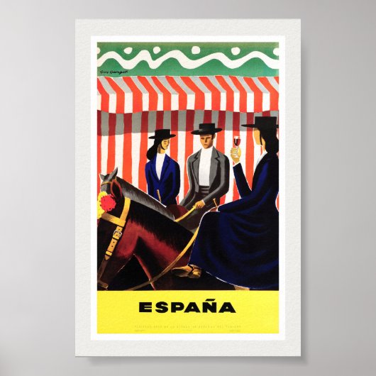 Espana Spanje Vintage Reisposter Gerestaureerd Poster (Voorkant)