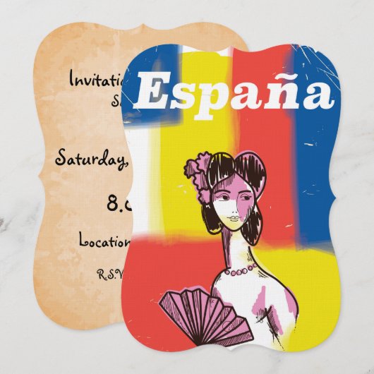 España vintage poster kaart (Voorkant / Achterkant)