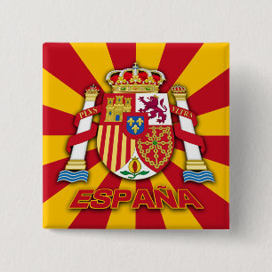 Espana Wapen Vierkante Button 5,1 Cm