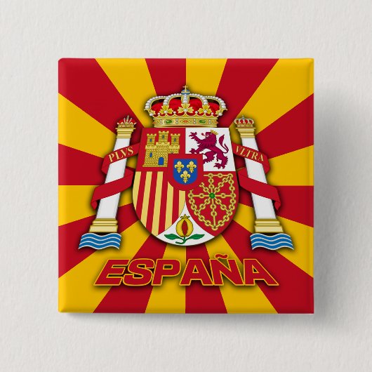 Espana Wapen Vierkante Button 5,1 Cm (Voorkant)