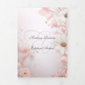 Español Engels Roze Daisies Margaritas Rosas Drieluik Uitnodiging (Cover)