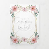 Español English Peonias Rosas Pink Peonies Drieluik Uitnodiging (Cover)