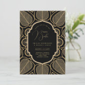 Espanol Invitación Boda Elegant Black Gold Wedding Kaart (Staand voorkant)