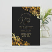 Espanol Invitación Boda Elegant Black Gold Wedding Kaart (Staand voorkant)