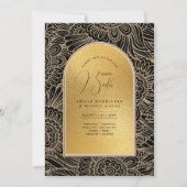 Espanol Invitación Boda Elegant Black Gold Wedding Kaart (Voorkant)