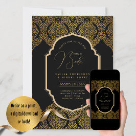 Espanol Invitación Boda Elegant Black Gold Wedding Kaart