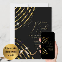 Espanol Invitación Boda Elegant Black Gold Wedding