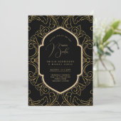 Espanol Invitación Boda Elegant Black Gold Wedding Kaart (Staand voorkant)