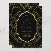 Espanol Invitación Boda Elegant Black Gold Wedding Kaart (Voorkant / Achterkant)