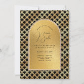 Espanol Invitación Boda Elegant Black Gold Wedding Kaart (Voorkant)