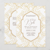 Espanol Invitación Boda Elegant White Gold  Kaart (Voorkant / Achterkant)
