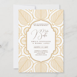Espanol Invitación Boda Elegant White Gold  Kaart