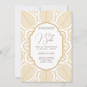 Espanol Invitación Boda Elegant White Gold  Kaart