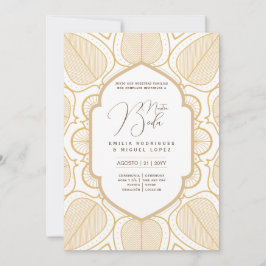 Espanol Invitación Boda Elegant White Gold  Kaart