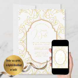 Espanol Invitación Boda Elegant White Gold Wedding Kaart