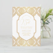 Espanol Invitación Boda Elegant White Gold Wedding Kaart (Staand voorkant)