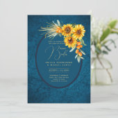 Espanol Invitación Boda Rustic Blue Sunflower Kaart (Staand voorkant)