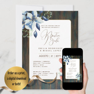 Espanol Invitación de Boda Floral Wedding Rustic I Kaart