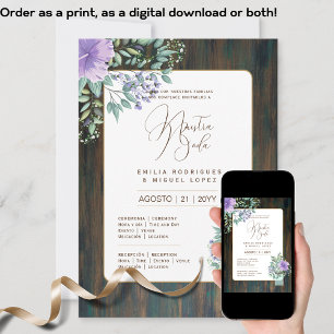 Espanol Invitación de Boda Floral Wedding Rustic I Kaart