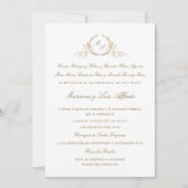 Español, Invitacion de Boda Formal con Monogram Kaart (Voorkant)