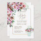 Espanol Invitación de Boda Summer Floral Wedding I Kaart (Voorkant / Achterkant)