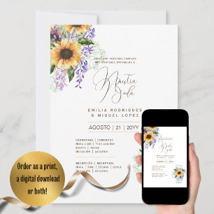 Espanol Invitación de Boda Summer Floral Wedding I Kaart