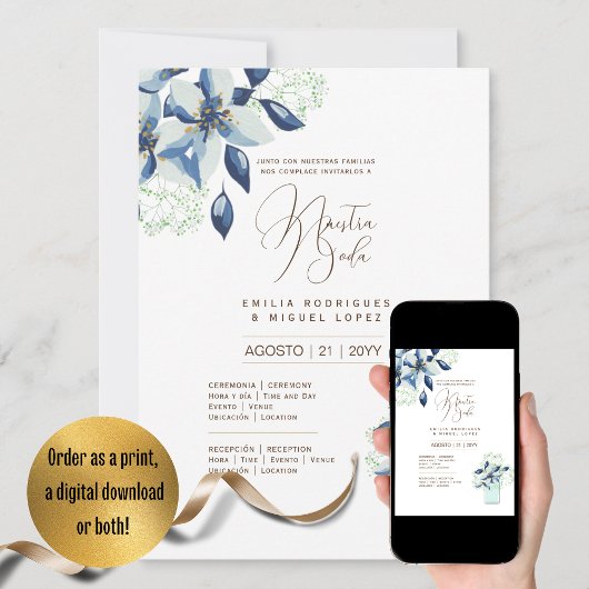 Espanol Invitación de Boda Summer Floral Wedding I Kaart