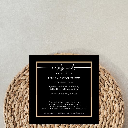 Espanol Memorial Service | Spaanse foto begrafenis Kaart