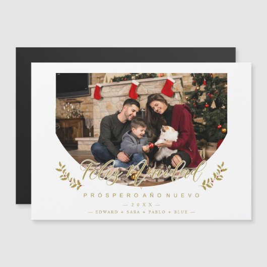 Español Moderna Tipografía Feliz Navidad Foto (Voorkant / Achterkant)