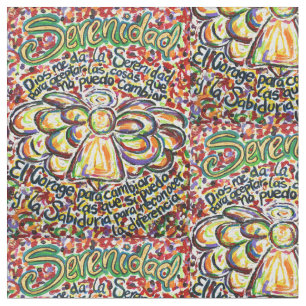 Español Serenity Prayer Angel Art Fabric Material Stof