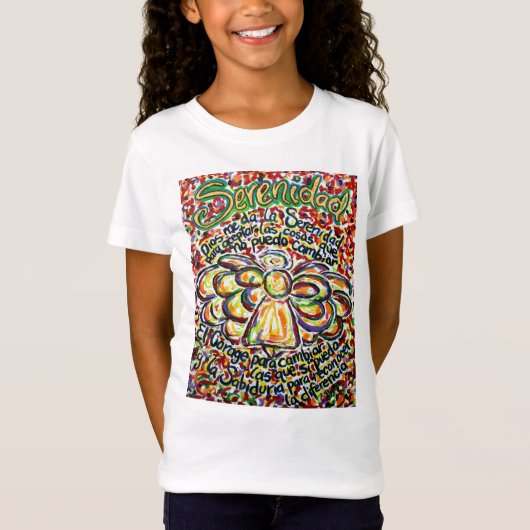 Español Serenity Prayer Angel Art TShirt Clothing (Voorkant)
