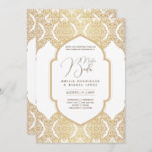 Espanol Uitnodiging Trouwkaart Elegant Wit Goud Si (Voorkant / Achterkant)