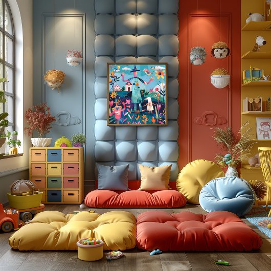 Espantapájaros Alegre: Paisaje Folk y Naive. Perfect Poster