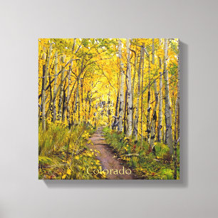 Espenbomen in de herfst canvas afdruk